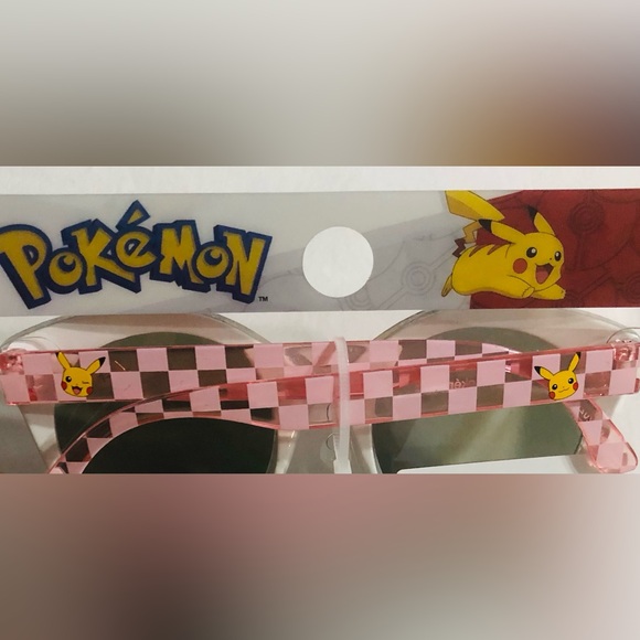 Pokémon Pikachu girl’s cateye style sunglasses white.pink plaid - Picture 5 of 6
